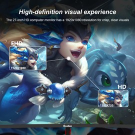 Sealan 27 inch Gaming Monitor Curved 75Hz Computer Monitor Full HD 1920 x 1080P with HDMI VGA Interface Eye Care Frameless 100 x 100mm VESA with 3-Side Virtually Borderless Design