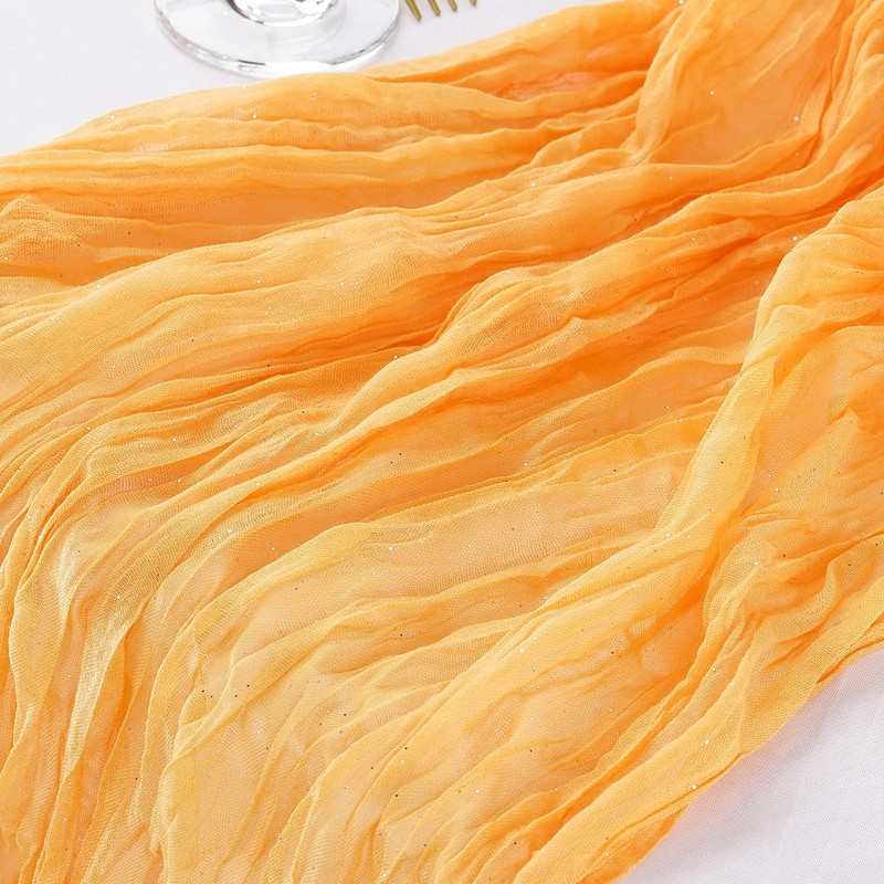 Gzcvba Cheesecloth Sparkly Table Runner 35x120 Inches Gauze Boho Rustic
