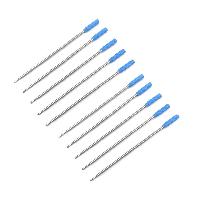 10PCS Metal Pen Refills - Blue and Black 115mm Replacement