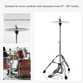 Vaisoeny Hi Hat Stand，Three Legs Hi-Hat Stand，Adjustable Height 23.6" to 39.3", Double Braced High Hat Stand with Widened Non-Slip Rubber Feet (V-CC-YQ06)