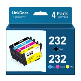 LinkDocs 232 T232 Remanufactured Ink Cartridges Replacement for Epson 232XL 232 T232 T232xl Work for Expression Home XP-4200 XP-4205 Workforce WF-2950 Printer (Black Cyan Magenta Yellow 4Pack)