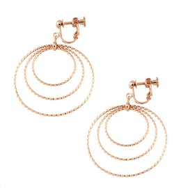 Jewelry Shop M e0073 Women's 3 Row Ring, Hoop Gradient, Screw Screw, Twist, Twist Earrings, Simple, Screw Type