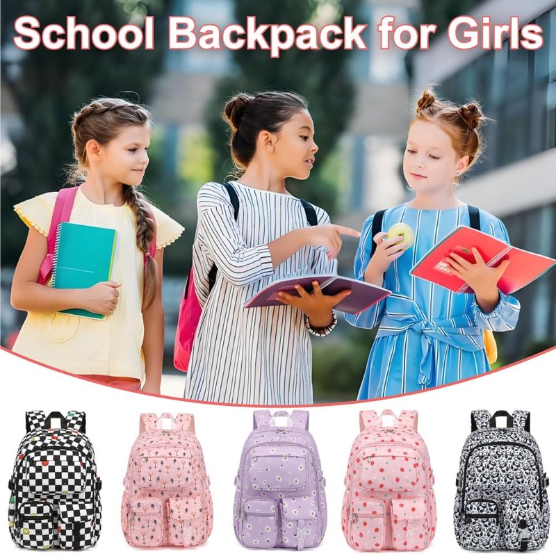 Girls Backpack for School, Teens Large Capacity Cute Lightweight Polyester