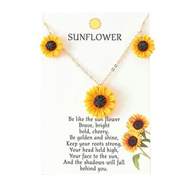 Xiyantiji Inspirational Gifts Sunflower Pendant Necklaces for Women Gold Chain Necklace Sunflower Choker for Women Birthday Christmas Gifts