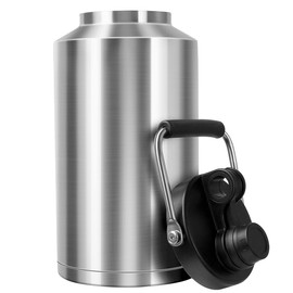 GAGANIU Insulated Water Bottle, 1 Gallon Jug with Handle, 128 oz Stainless Steel Large Water Bottle Wide Mouth Double Vacuum for Hot & Cold Drinks, Stainless Steel