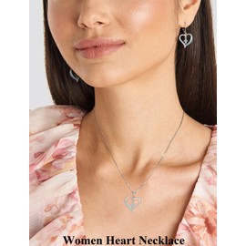 Vesitim Heart Pendant Necklace 18K White Gold Plated Sterling Silver Cross Necklace Created Aquamarine Jewelry