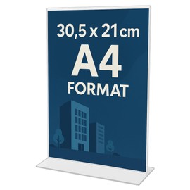 Studiocen Acrylic Stand Notice Stand - Google Rating Table Stand A4 - T Shape Table Stand for Office, Reception, Wedding - Restaurant Menu Holder - Presentation for Your Event