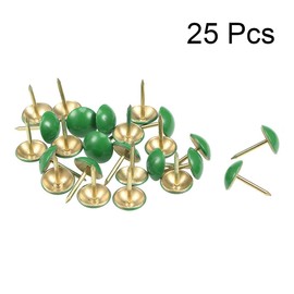 sourcing map Upholstery Nails Tacks 11mm Green Round Head 17mm Length Thumb Push Pins for Furniture Sofa Headboards, 25 Pcs