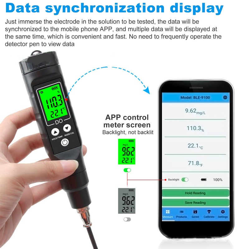 Oxygen Meter Water Bluetooth Oxygen Detector Water Detector for Dissolved