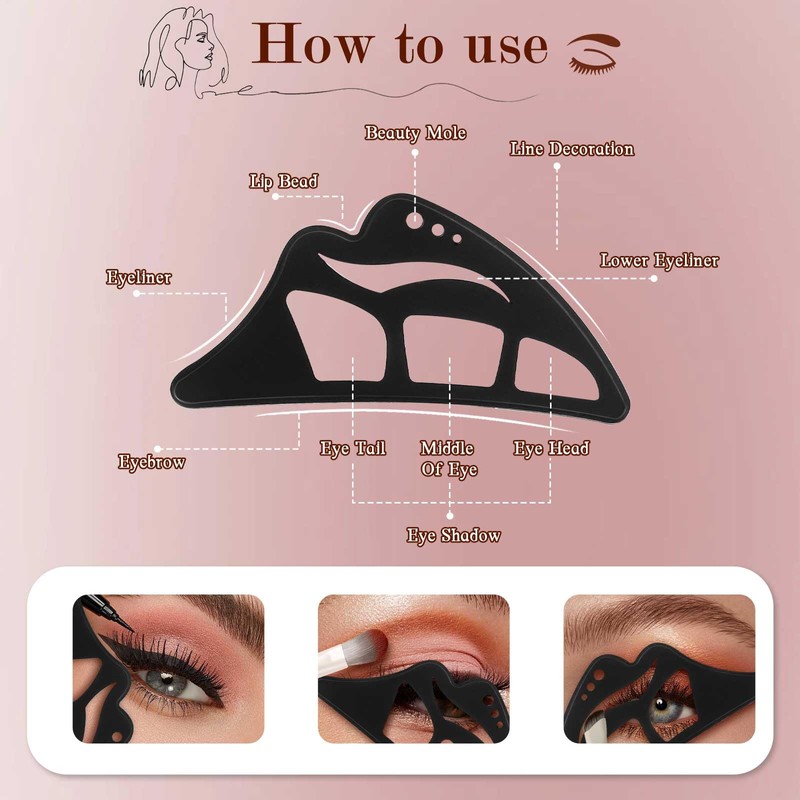 FIDWALL 2er Set Silikon Lidschatten Schablonen & 5tlg. Lidschatten Applikator