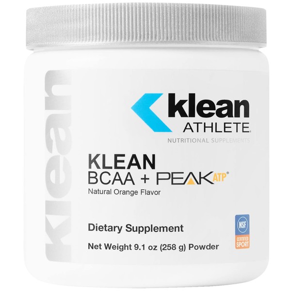 Klean ATHLETE Klean BCAA + Peak ATP | Amino Acid Supplement for Muscle Building, Workout Recovery, and Lean Muscle | 9.1 Ounces | Natural Orange Flavor