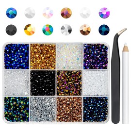 qiipii 12 Color Jelly Resin Rhinestones for Crafting 3mm Flatback Stones Gems Dark Rainbow Colorful AB SS10 Non Hotfix Diamonds Charms for Nails Face Eyes Makeup DIY Crafts Tumblers Bedazzling Decor