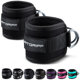Fitgriff® Padded Foot Straps V1, Pack of 2, for Fitness Training on the Cable Machine, Ankle Straps for Men and Women, black