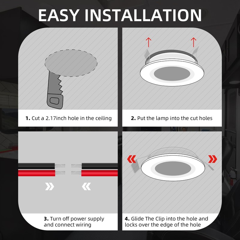 ULITECO RV Ceiling Recessed Light 12V, LED RV Puck Light,