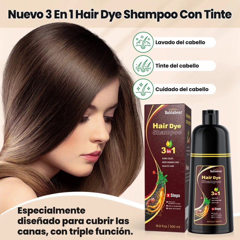Shampoo Con Tinte Hair Dye Natural Jengibre Para Cubre Canas