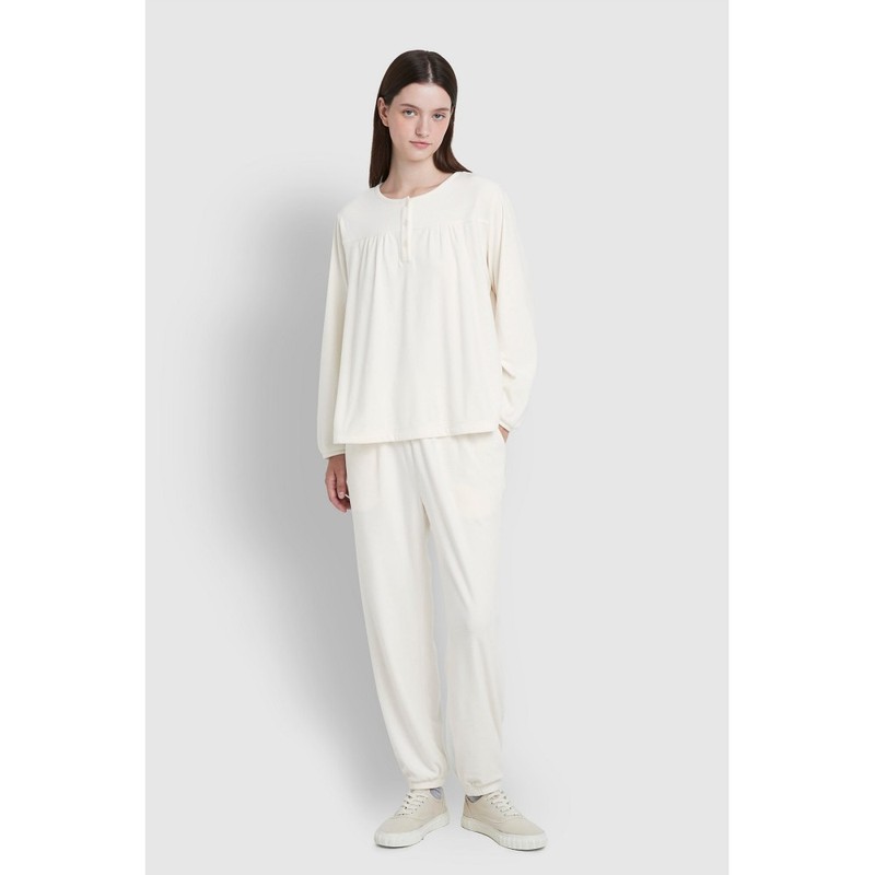 JAJU [JAJU/자주] 여 밍크 플리스 셔링 파자마 팬츠_아이보리 [JAJU] Women's