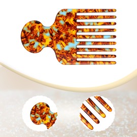 Hair Pick Comb, Acetate Hair Picks for Women, Long Tooth Hair Comb, Wide Tooth Comb for Curls, Detangling Lifting Comb, Hair Styling Tool, 4.8 Inches, Brown