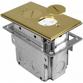 Orbit Industries FLB-R1G-BR Floor Receptacle Cover & Adjustable Box, Tamper Resistant, Brass