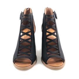 Soda Aran Topshoe Avenue Womens Fahsoin Open Toe Heel Sandal (7 M US, Black NBPU)