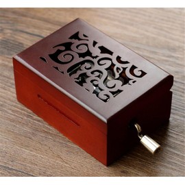 cuzit Antique Engraved Vintage Wooden Music Box 15 Note Movement Hand, Crank DIY Music Box Make YR Own Song, The A Punch, 20 Blank Paper and 16 Music Paper Best Gift