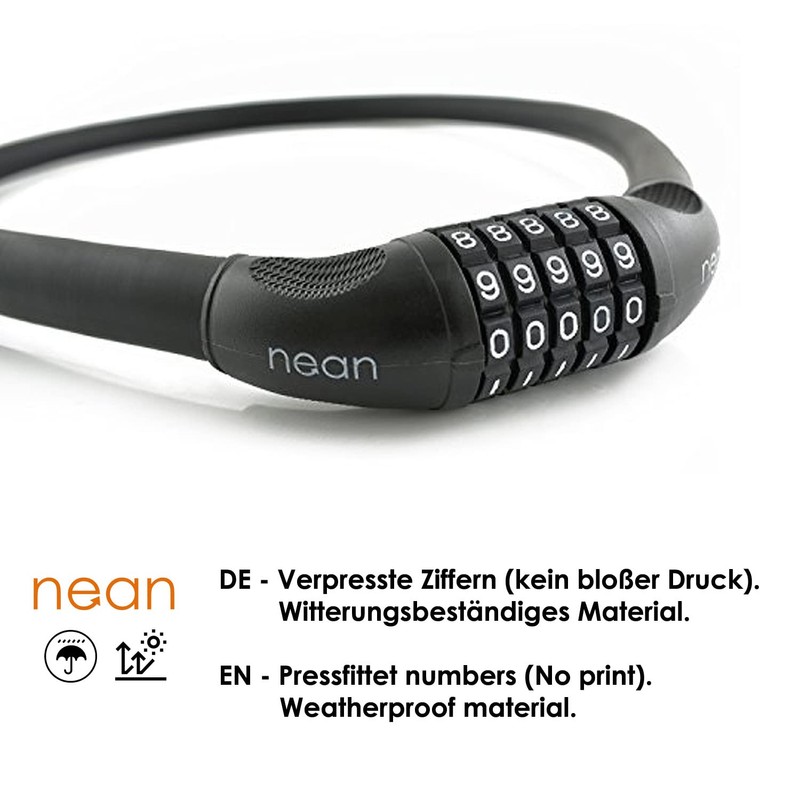 nean Bicycle Lock, Bicycle Cable Lock, Bicycle Lock with Numbers,
