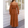 ZESICA Women's 2025 Boho Sexy Off Shoulder Long Sleeve Smocked