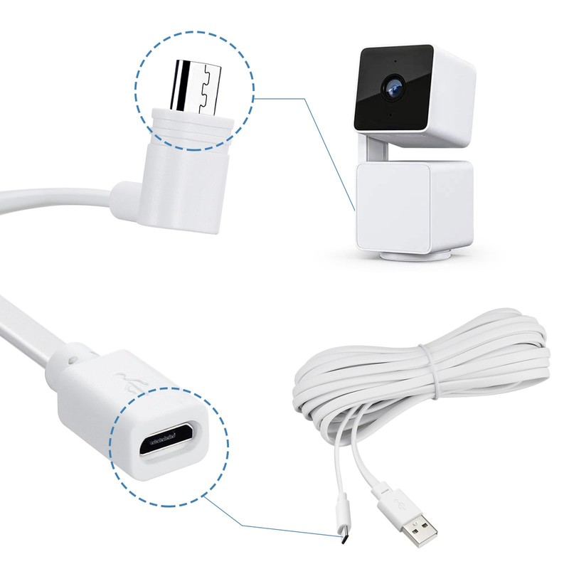 Smays 25 ft Micro USB Extension Cable Compatible with Wyze