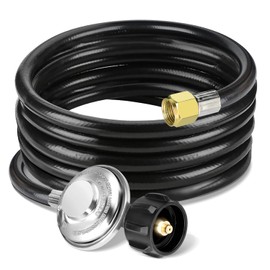 12 FT Propane Regulator and Hose Universal QCC1 Grill Replacement for Most LP Gas Grill, Patio Heater, Fire Pit and More, Low Pressure, 3/8 inch Female Flare Nut