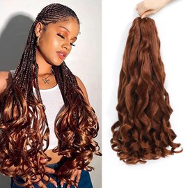 7 Packs French Curl Braiding Hair - 18 Inch Curly Braiding Hair 1B French Curls Braiding Hair Extensions for Black Women (18 Inch(7Packs), 30#)