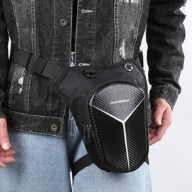 Waniki Motorcycle Leg Bag Waterproof Thigh Bag Bum Bag for Men Women Belt Bag Motorcycle Bag Belt Bag with Removable Leg Strap for Cycling Hiking, Light, Modernity Black, Black (black-B)