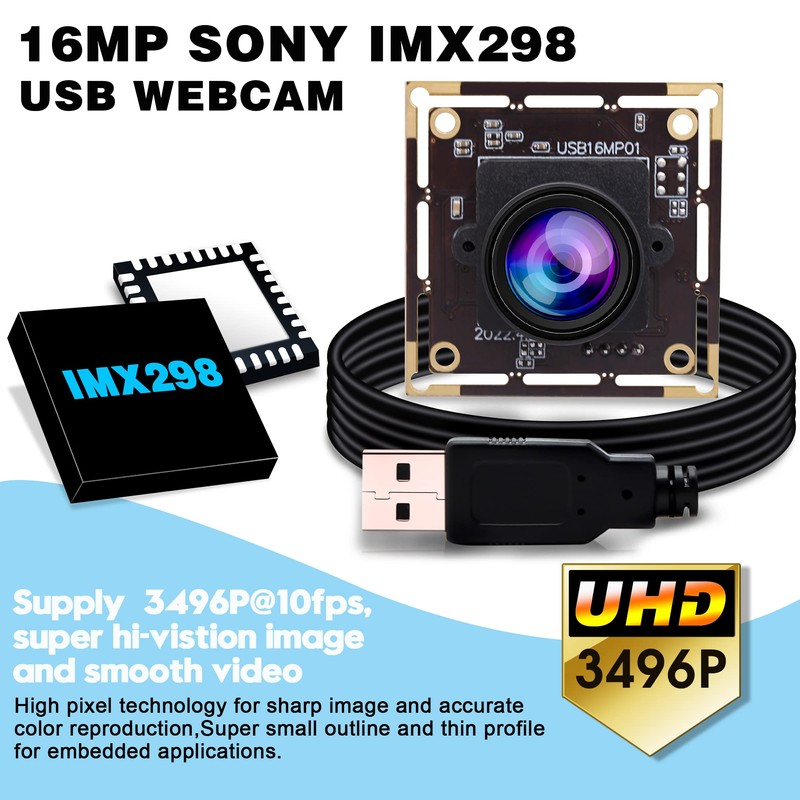 IFWATER 16MP 4K USB Camera with 170 Wide Angle Lens