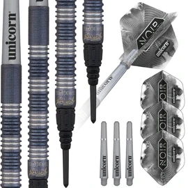 Unicorn Soft Tip Darts Set | James 'The Machine' Wade Noir Organic | 70% Tungsten Barrels with Black Titanium Coating| Epic Tips | 18 g