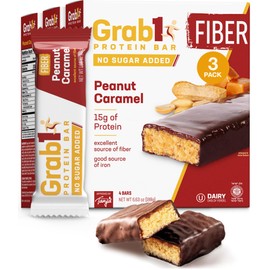 Grab1 Sugar Free Protein Bars, Peanut Caramel (3 Pack- 12 Bars) | Delicious and Nutritious | Low Calorie | Only 2g Sugar