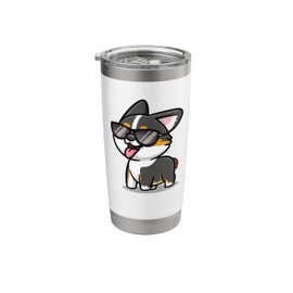 Funny Kawaii Kids Cool Sunglasses Black Tricolor Corgi Lover Stainless Steel Insulated Tumbler