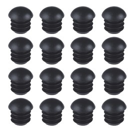 SIOPPKIK Round Pipe Plugs (Tube Outer Diameter 16 mm), Pack of 16 Lamellar Plugs Round with Ball Head, Chair Plugs, Pipe Cover Made of Polyethylene Plastic for Stools, Steel Tube Chairs (Black)