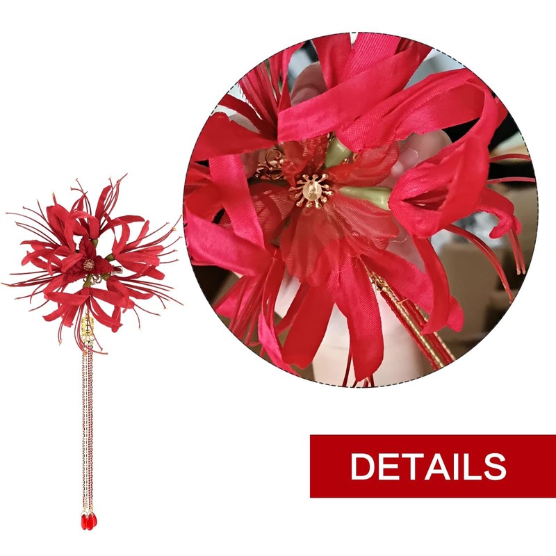 Red Spider Lily Flower Hair Clips,Handmade Lycoris Radiata Flower Hairpin