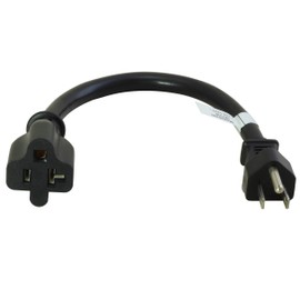 CordtecPower 1FT 15-Amp to 20-Amp Adapter Cord NEMA 5-15P to 5-15/20R Limited 5 Years Warranty