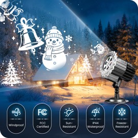 GOEBLESON Christmas Projector Lights Outdoor, Waterproof & Adjustable LED Christmas Snowflake Projector Lights Outdoor Indoor, 9W Brightness for Christmas Home Birthday Party Garden Decoration B02PL05