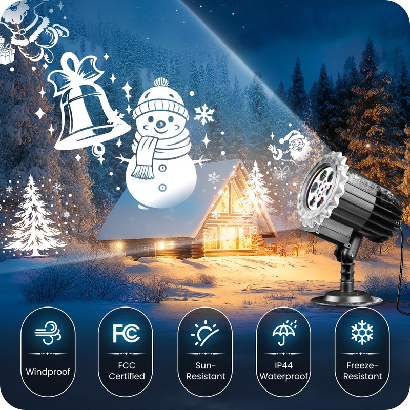 GOEBLESON Christmas Projector Lights Outdoor, Waterproof & Adjustable LED Christmas