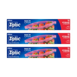 Ziploc Double Zipper Storage Bag, 2 Gallon Jumbo, 12-Count(Pack of 3)