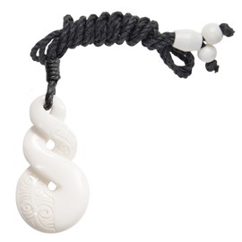 81stgeneration Women's Men's Hand Carved Bone Maori Double Twist Pikorua Spiral Pendant Necklace