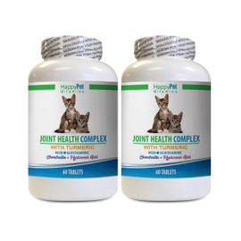HAPPY PET VITAMINS LLC Hip and Joint Support for Cats - Joint Health Complex with Turmeric - MSM GLUCOSAMINE - Hip and Joint Care - cat Liver Supplement - 2 Bottles (120 Treats)