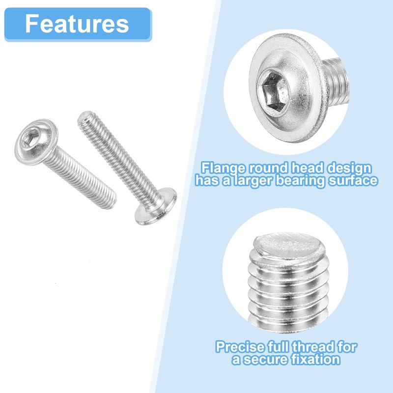 sourcing map 100Pcs M3-0.5x15mm Flanged Button Head Socket Cap Screws,