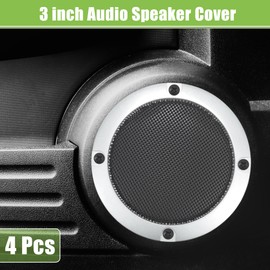ACROPIX Universal 3" Car Speaker Grills Cover Mesh Round 3 Inch Audio Speaker Subwoofer Guard Protector Case with Screws Iron Silver Tone Black - Pack of 4