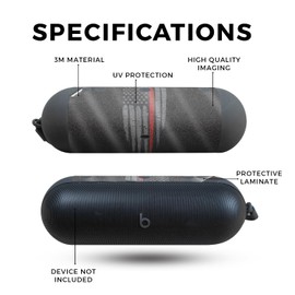 Glossy Glitter Speaker Skin Compatible with Beats Pill (2024) - Thin Red Line - Premium 3M Vinyl Protective Wrap Decal Cover - Easy to Apply | Crafted in The USA by MightySkins