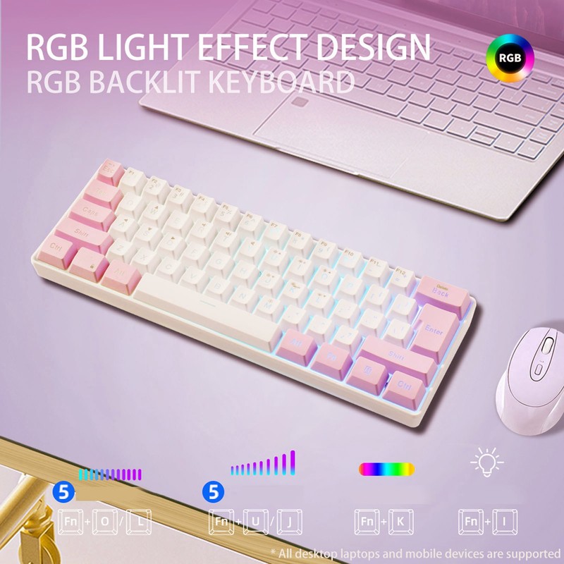 60% Wired Gaming Keyboard RGB Mini Keyboard Imitated Mechanical Technique