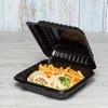 Karat 8'' x 8" Black PP Hinged Container, 1 compartment