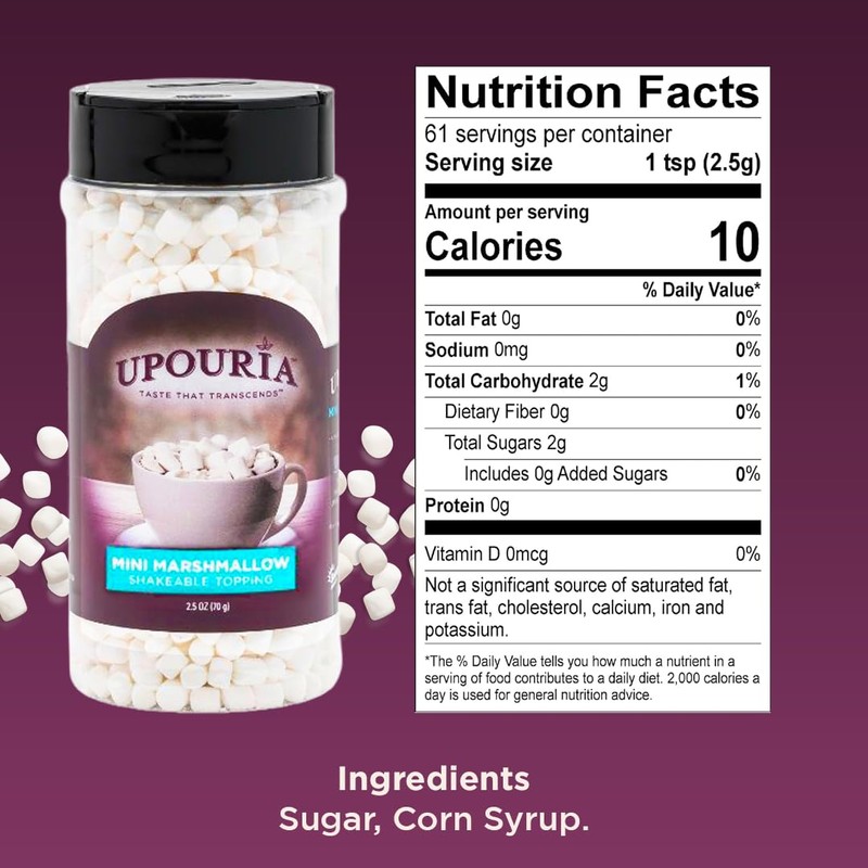 Upouria Mini Marshmallow Beverage and Dessert Topper, Rich Flavor Enhancer
