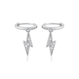 MENDOZZA Mini Creole Earrings 925 Sterling Silver Various Pendants 12 mm Silver Gold, Sterling Silver Cubic Zirconia