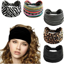 BetterJonny 5-Piece Headband Elastic Sweat-Absorbing Quick Drying Knotted Top Band Women's Head Band 5 Colors Non-Slip Elastic Exercise Belt Scarf, Thin, Yoga, Soft, Exercise Yoga Running Hair